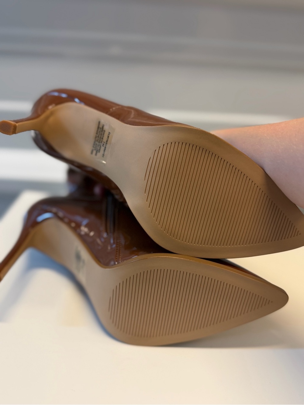 Steve Madden Size 7 Elwyn Viktory Cognac Patent Ankle Stiletto Heel Boots New - Picture 5 of 7